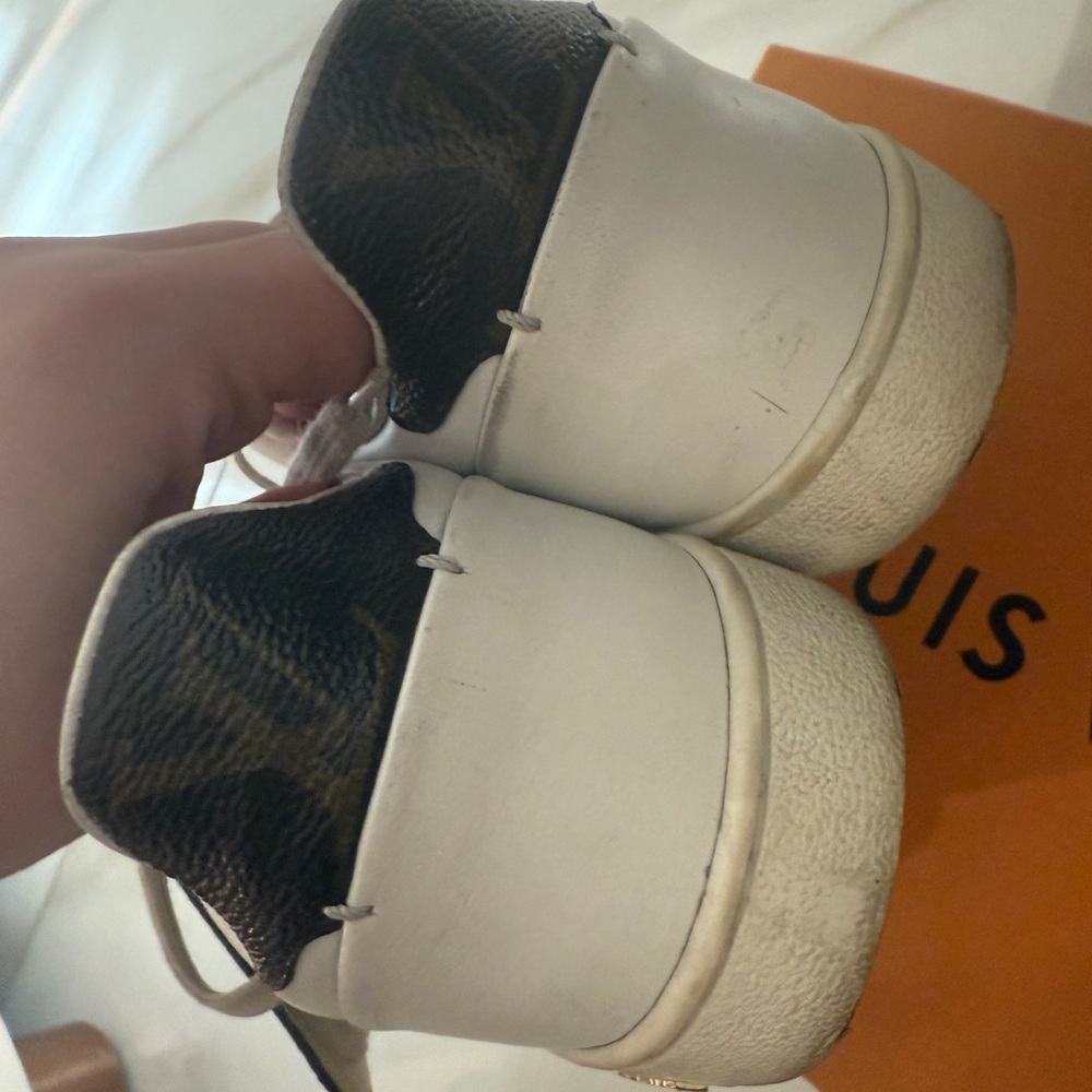 Louis Vuitton White and Brown Sneakers